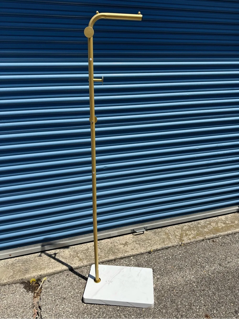 Minimalist Gold Floor Coat Rack with White Marble Base